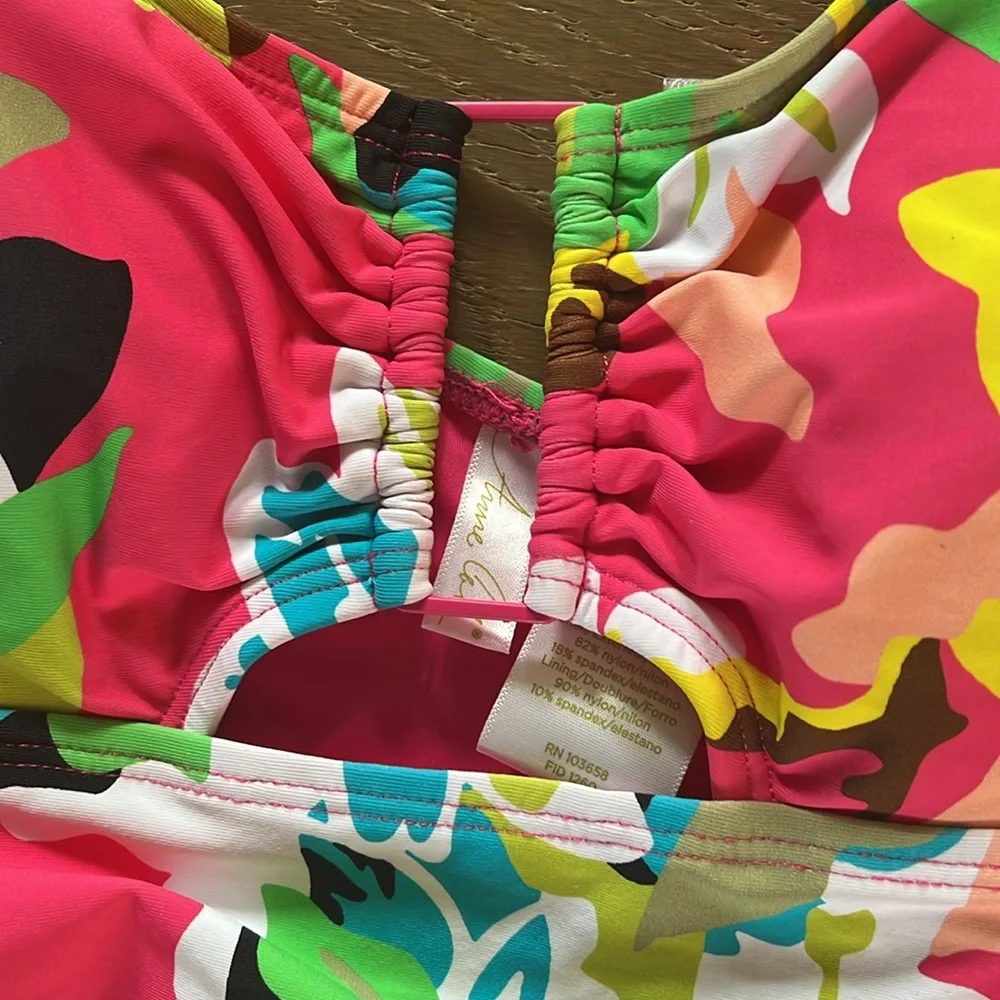 NWT Anne Cole Floral Sweetheart Ruched One Piece Swimsuit size 6